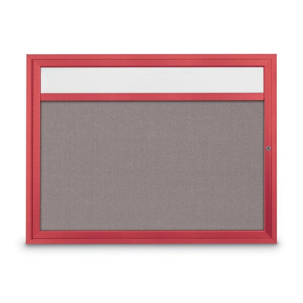 United Visual Products Slim Enclosed Corkboard, 30"x36", Satin Alum Frame/Cloud UVEB3036-SATIN-CLOUD - main